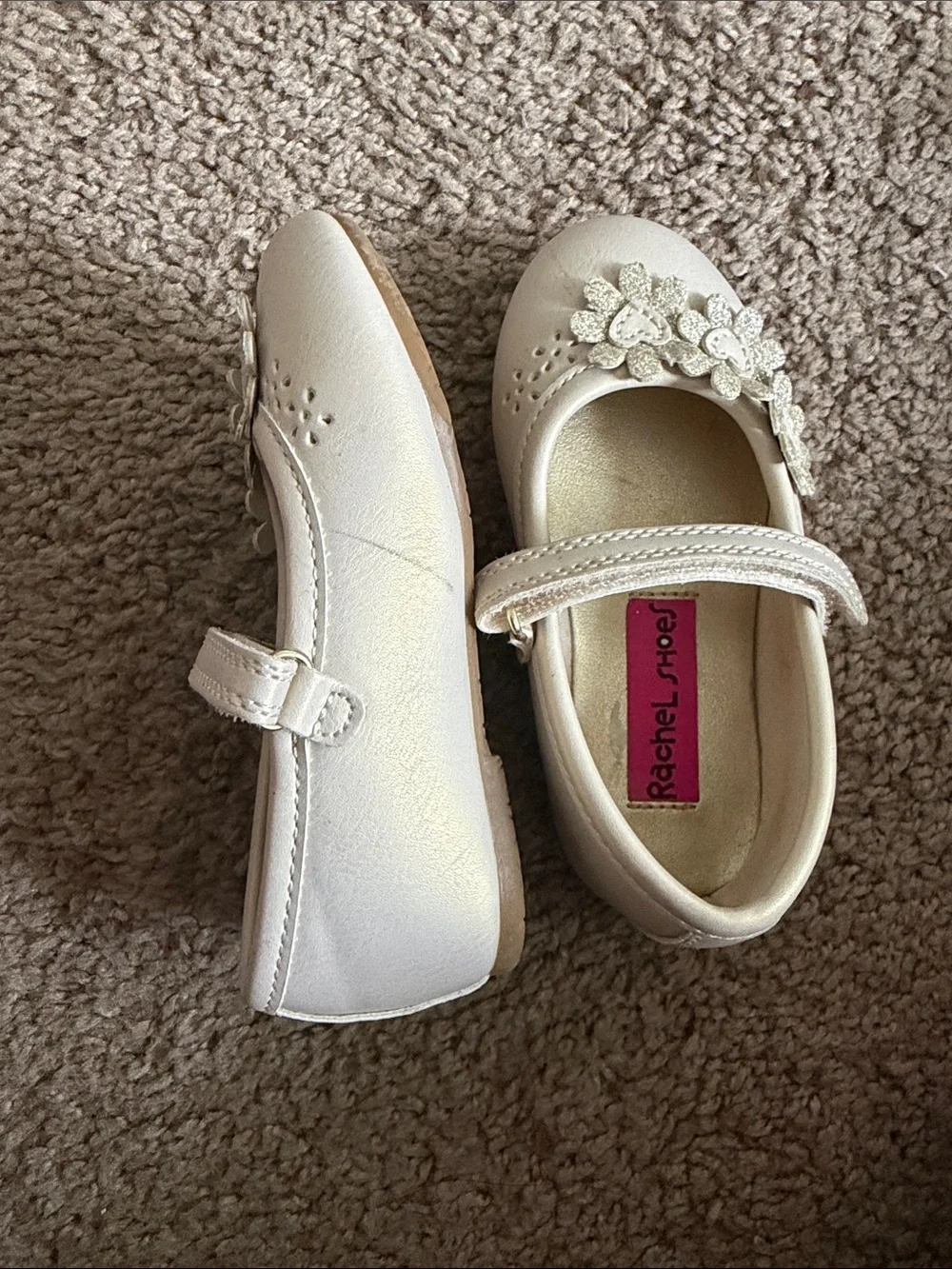 Rachel Shoes White Floral Mary Jane Toddler Flats
